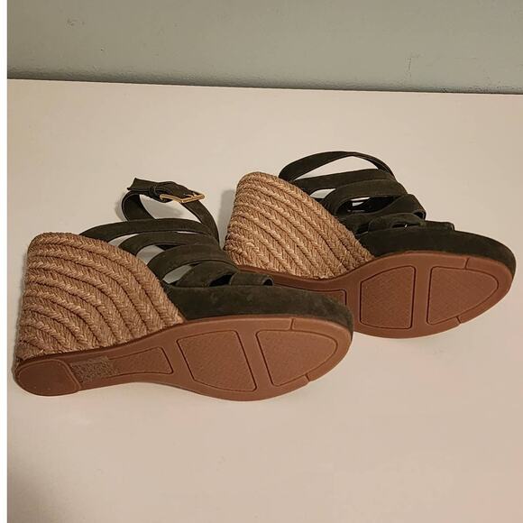 Tory Burch Bailey Suede Espadrille Platform Sandal Olive Green Size 7.5 - Picture 9 of 11